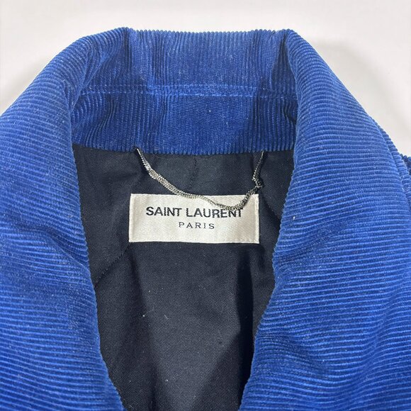 Saint Laurent Teddy Jacket Je T'aime Blue Size M Corduroy & Wool - Picture 9 of 12